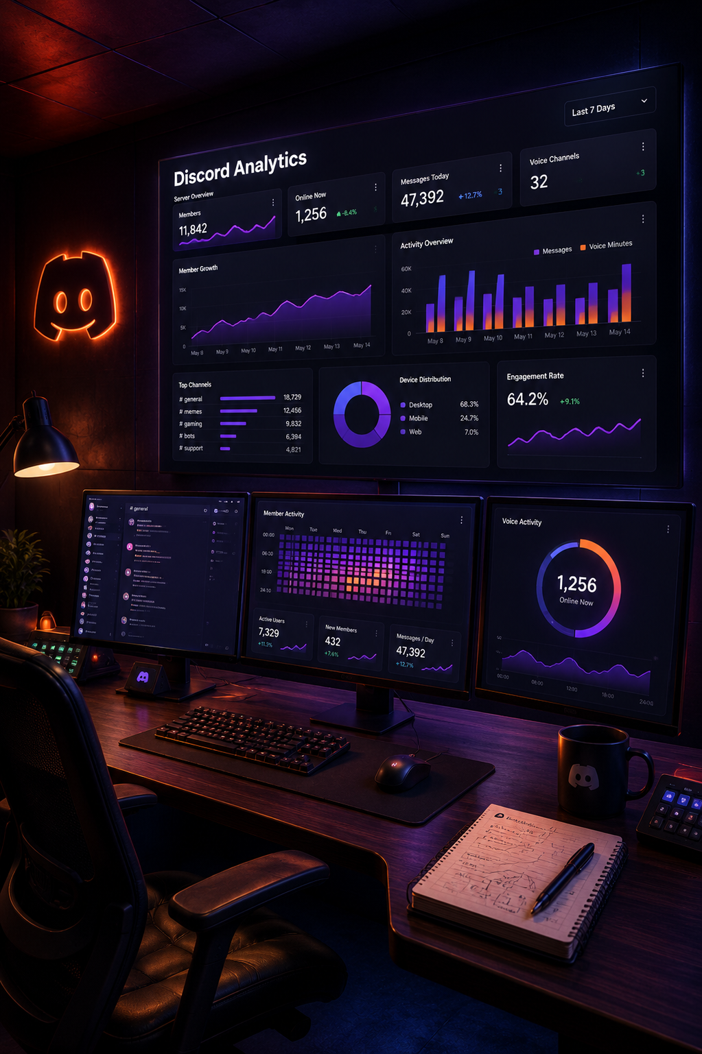 Screenshot des Discord Analytics Dashboards